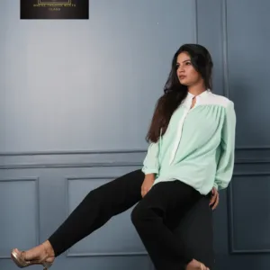 Chiffon Long Sleeve Blouse Women Button Solid Lantern Sleeve Shirts