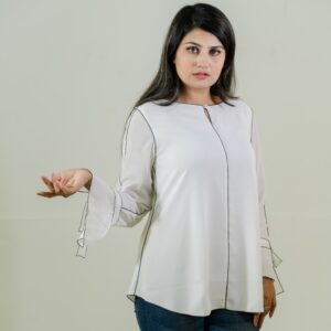 ✨ White Elegance | Bell Sleeve Western Top ✨